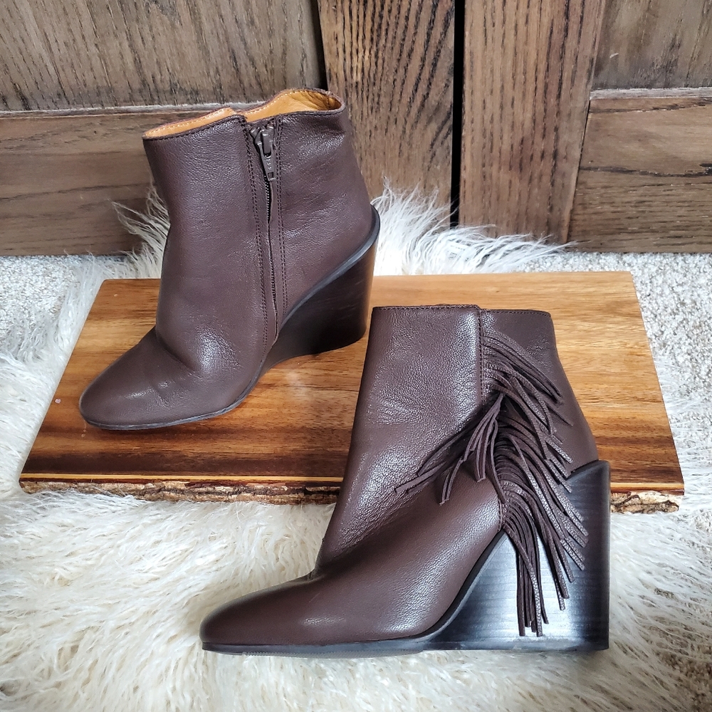 Chloé Fringe Wedge Booties